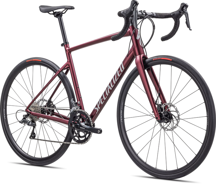 Specialized Allez E5 Disc Satin Maroon / Silver Dust / Flo Red 56 Specialized The Bicycle Station