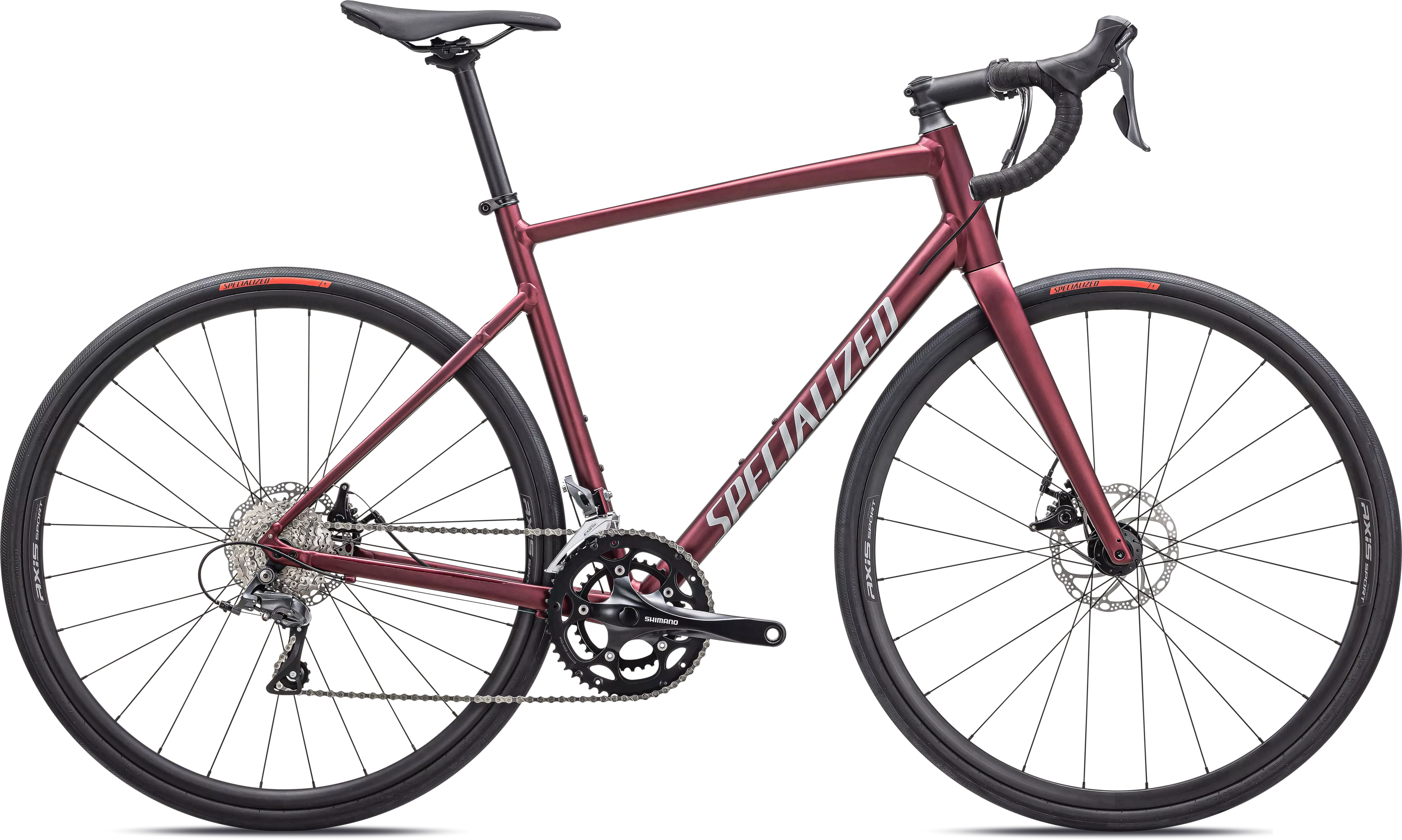 Specialized Allez E5 Disc Satin Maroon / Silver Dust / Flo Red 56 Specialized Allez E5 Disc Satin Maroon / Silver Dust / Flo Red 56