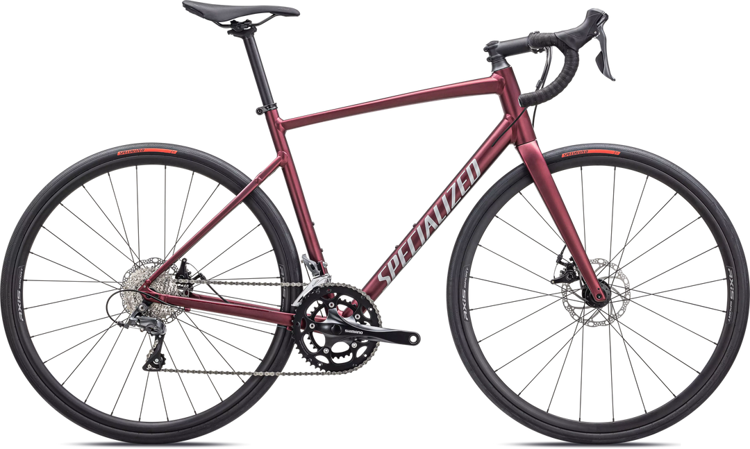 Specialized Allez E5 Disc Satin Maroon / Silver Dust / Flo Red 56 Specialized The Bicycle Station