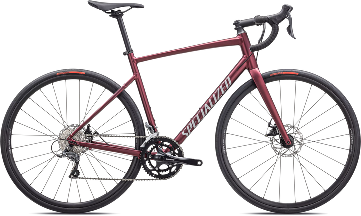 Specialized Allez E5 Disc Satin Maroon / Silver Dust / Flo Red 56 Specialized The Bicycle Station