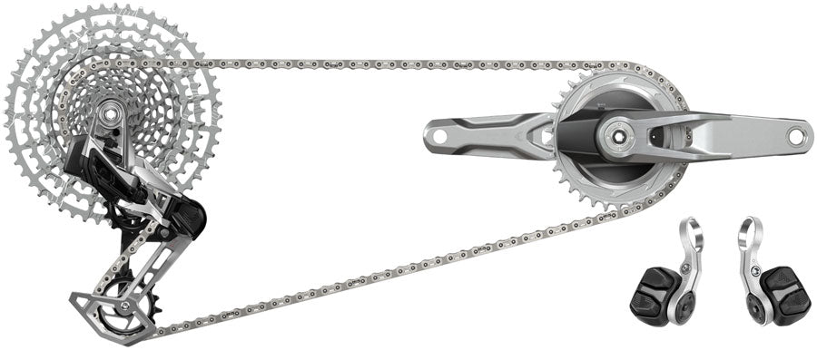 SRAM 1987 Eagle Transmission Power Meter Groupset - 170mm, 32 and 34t Chainrings, POD Controllers, 10-52t Cassette, Rear Derailleur, Chain SRAM The Bicycle Station