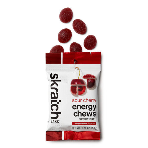 Skratch Labs Energy Chews Sport Fuel Sour Cherry with Caffeine Single Pack Skratch Labs The Bicycle Station