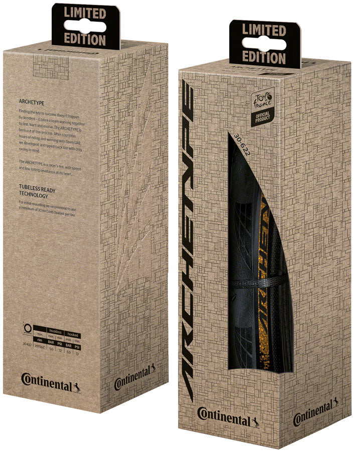 Continental Archetype Tire - 700 x 30, Tubeless, Folding, Black/Tour de France Limited Edition, BlackChili, ACT, Lazer Grip Continental The Bicycle Station