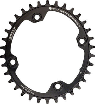 Wolf Tooth Elliptical 104 BCD Chainring - 34t, 104 BCD, 4-Bolt, Drop-Stop A, Black Wolf Tooth Components The Bicycle Station
