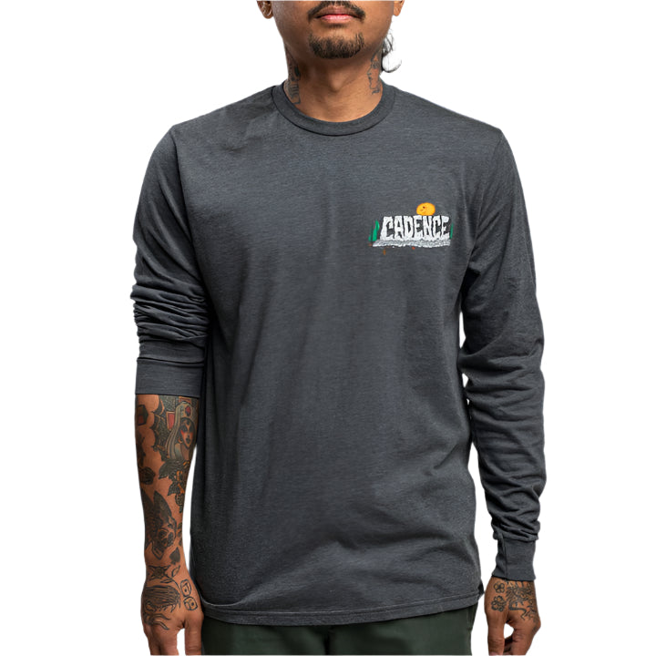 Cadence Collection Granite Long Sleeve Tee Heather Charcoal Medium Cadence Collection The Bicycle Station