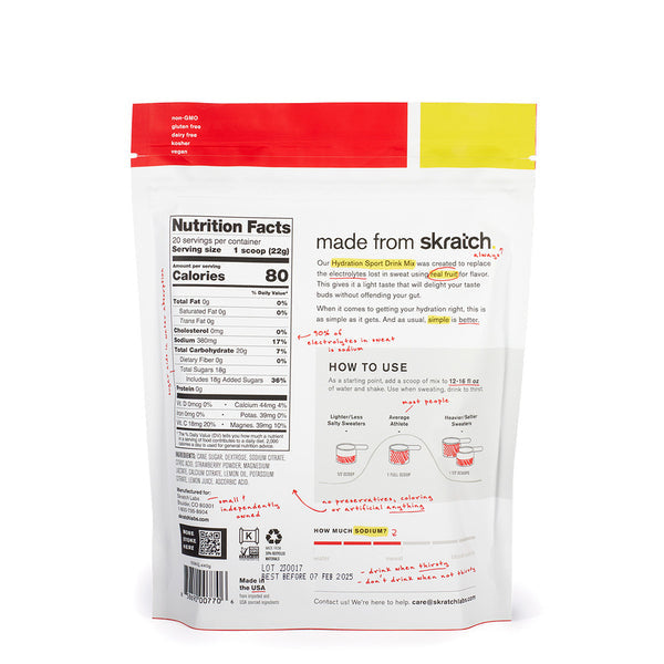 Skratch Labs Hydration Sport Drink Mix - Strawberry Lemonade, 60-Serving Resealable Pouch Skratch Labs The Bicycle Station