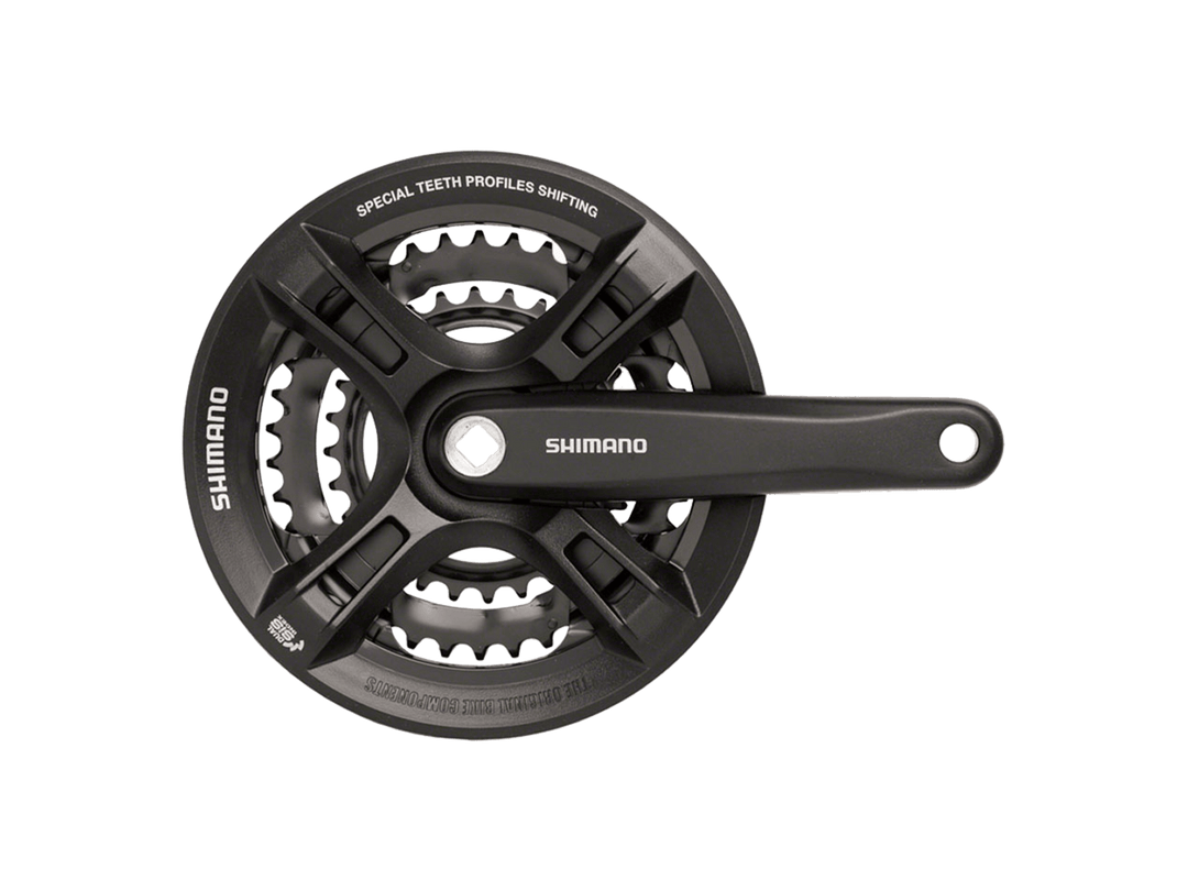 Shimano Altus FC-M311 Crankset - 170mm, 7/8-Speed, 48/38/28t, Riveted, Square Taper JIS Spindle Interface, Black Shimano The Bicycle Station