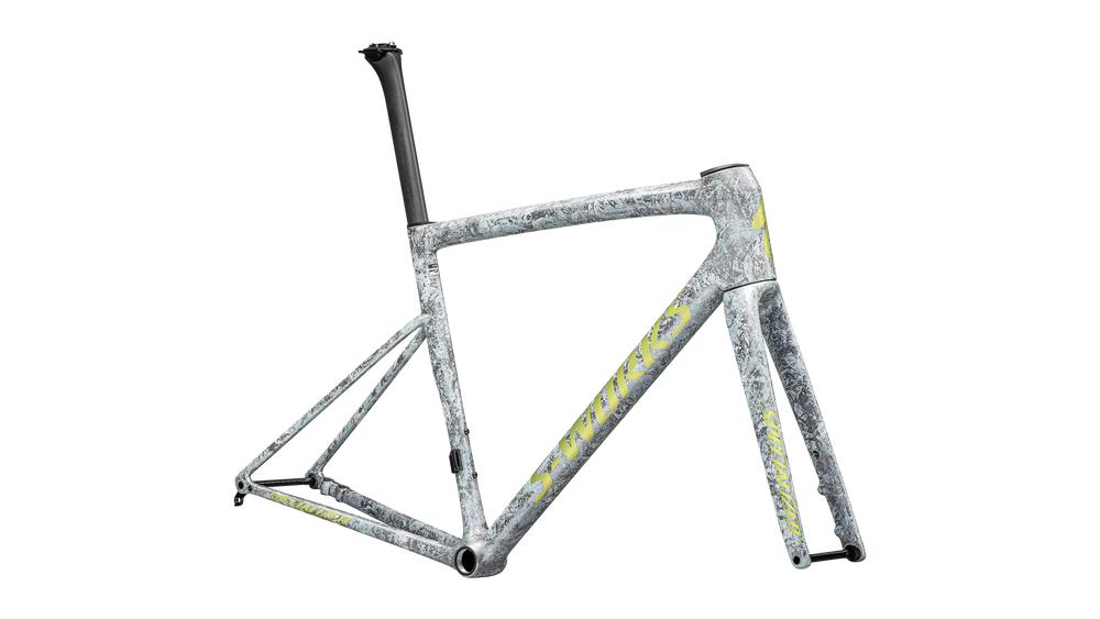 Specialized S-Works Tarmac SL8 Frameset 58 Satin Liquid Silver / Multi-Color Dry Impasto / Gloss Team Yellow Tint Specialized The Bicycle Station