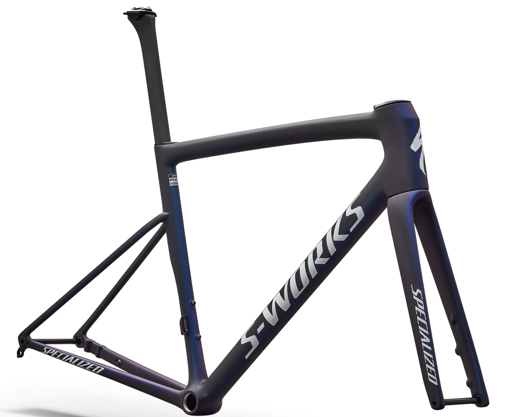 Specialized S-Works Tarmac SL8 Frameset Satin Carbon / Cyan to Blue Viavi Pearl Front Edge Fade / Metallic White Silver 56cm Specialized The Bicycle Station