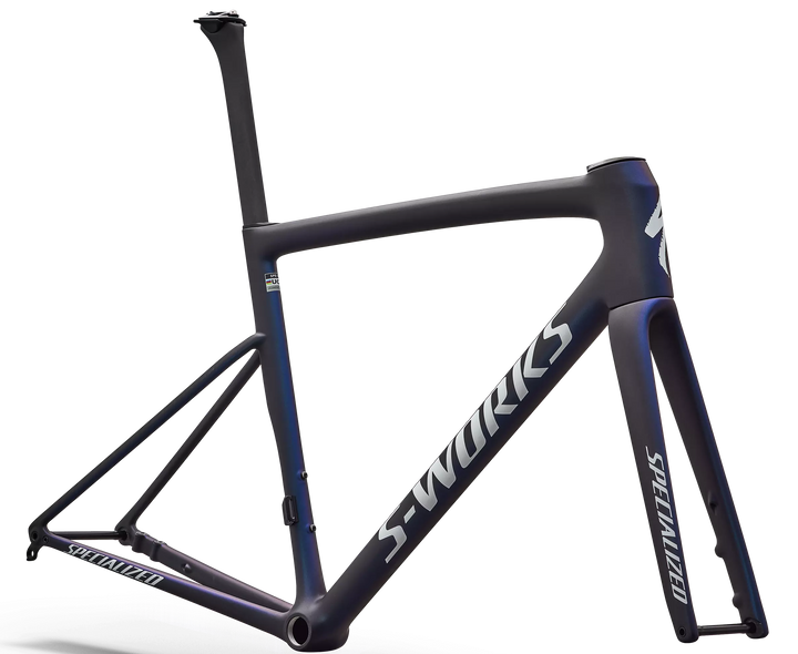 Specialized S-Works Tarmac SL8 Frameset Satin Carbon / Cyan to Blue Viavi Pearl Front Edge Fade / Metallic White Silver 56cm Specialized The Bicycle Station