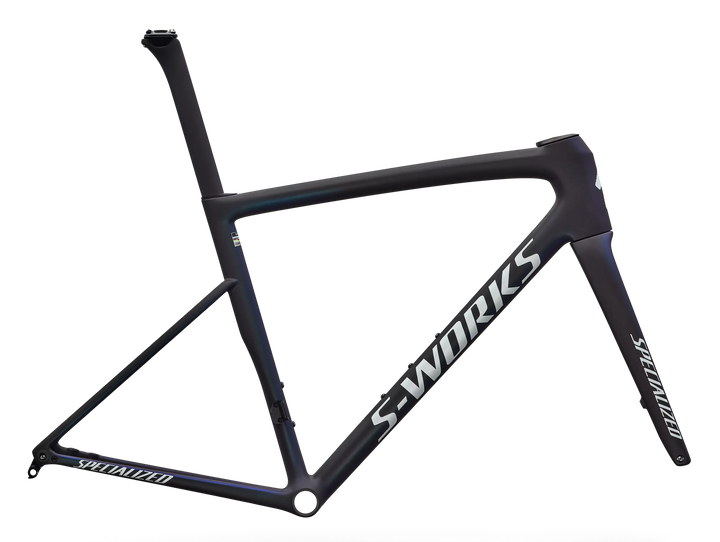 Specialized S-Works Tarmac SL8 Frameset Satin Carbon / Cyan to Blue Viavi Pearl Front Edge Fade / Metallic White Silver 56cm Specialized The Bicycle Station
