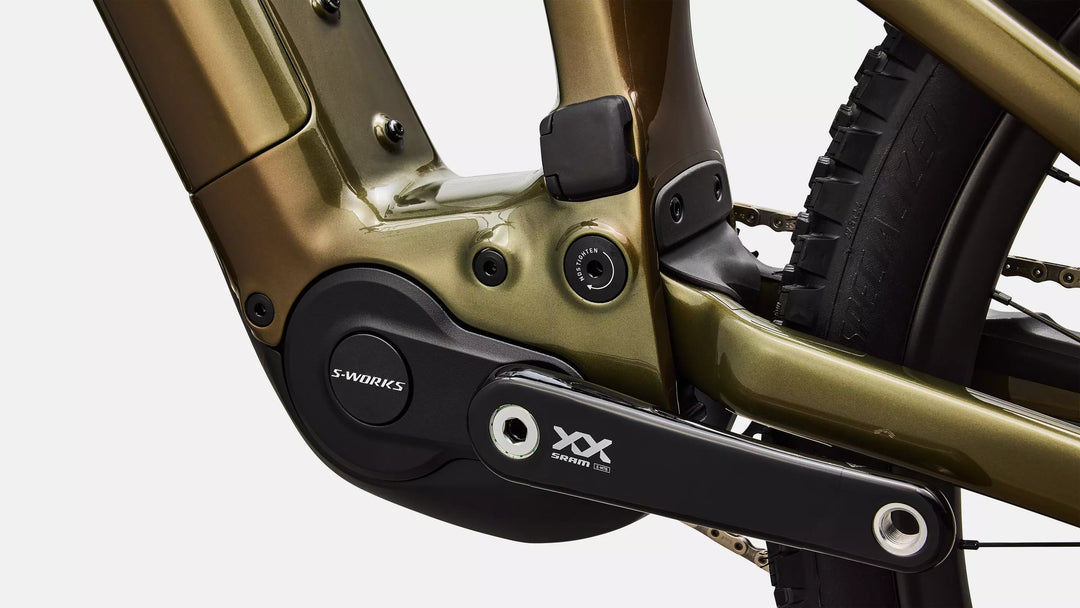 Specialized S-Works Turbo Levo 4 Gloss Laurel Green / Burnt Gold / Chrome S4 The Bicycle Station The Bicycle Station