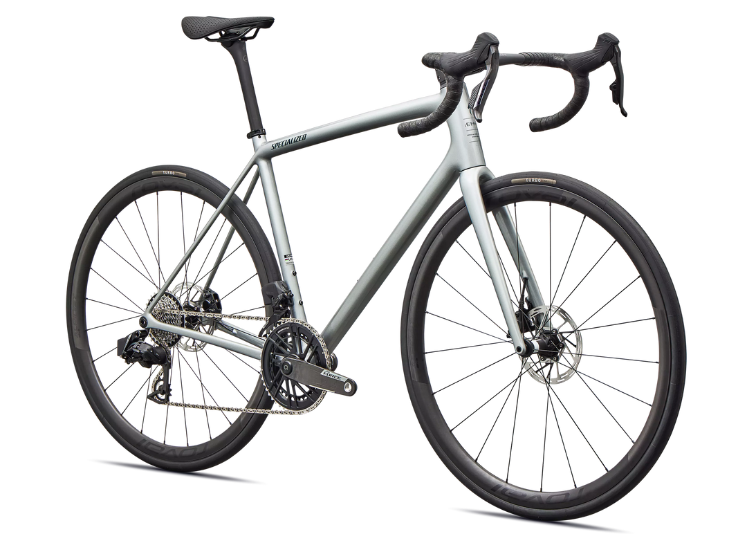 Specialized Aethos 2 Pro SRAM Force AXS Gloss Shadow Silver / Emerald Metallic 54cm