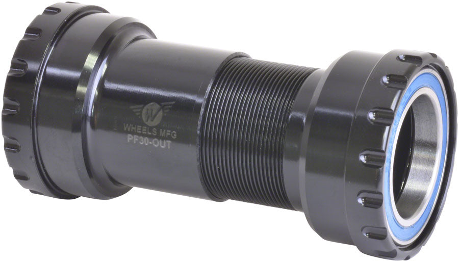 Wheels Manufacturing PressFit 30 Outboard Bottom Bracket: 29mm Bearing ID for SRAM DUB, ABEC-3 Bearings, Black Cups Wheels Manufacturing The Bicycle Station