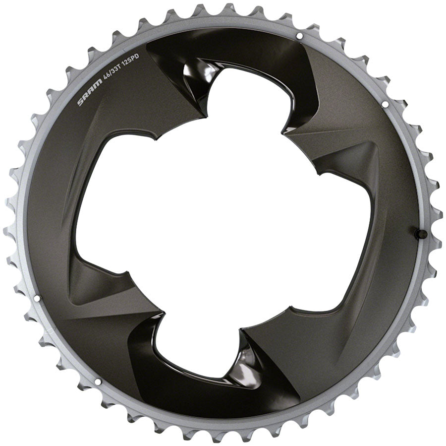 SRAM Force 2x12-Speed Outer Chainring - 48t, 107 BCD, 4-Bolt, Polar Grey, For use with 35t Inner SRAM The Bicycle Station