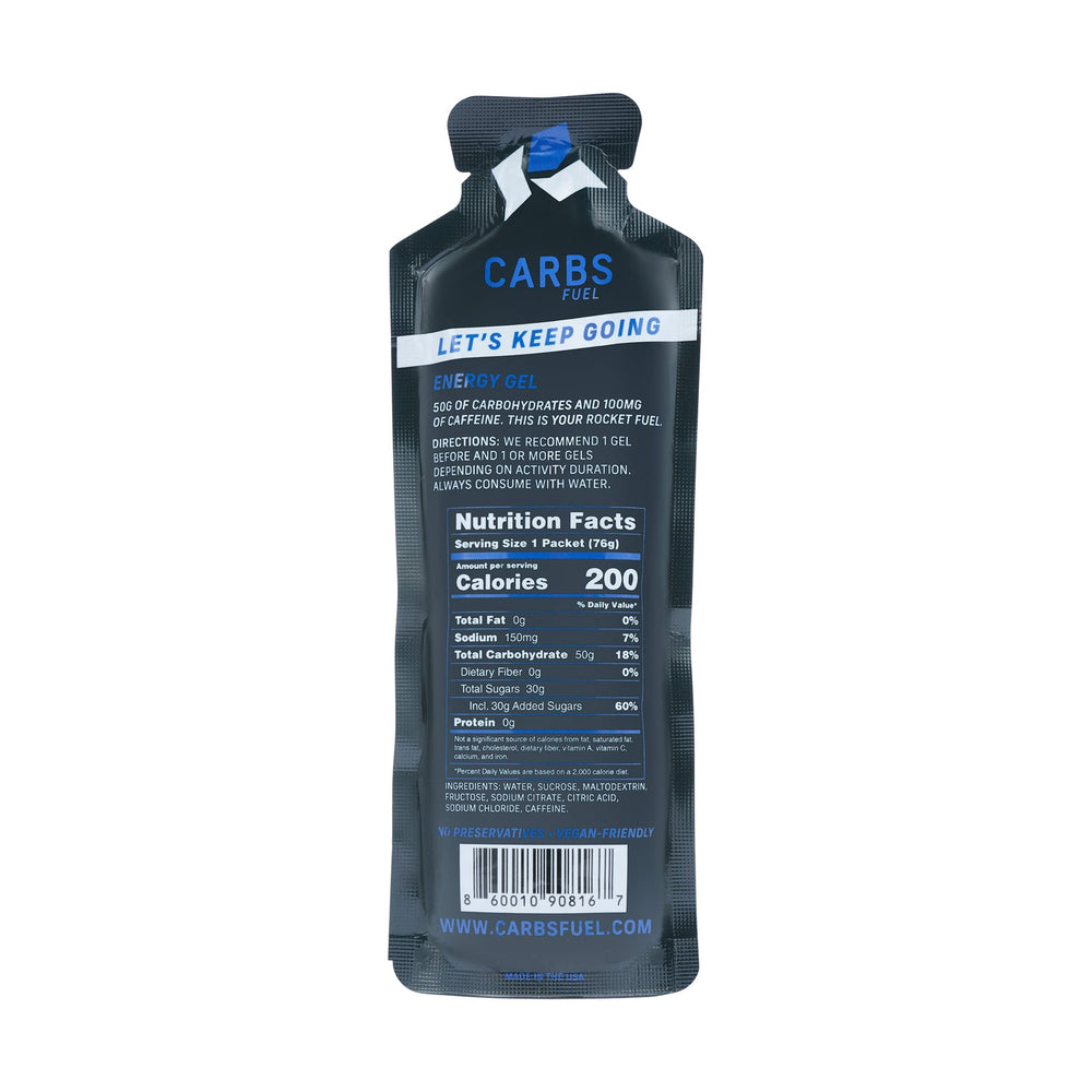Carbs Fuel Caffeinated Original 50g Energy Gels Box of 12 Carbs Fuel The Bicycle Station