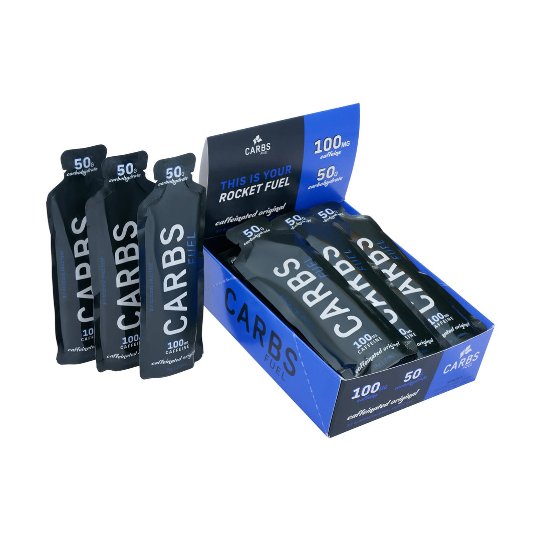 Carbs Fuel Caffeinated Original 50g Energy Gels Box of 12 Carbs Fuel The Bicycle Station
