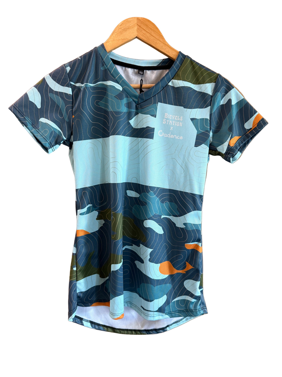 Cadence x Bicycle Station Women's MTB Jersey Blue Topo XS Cadence Collection The Bicycle Station