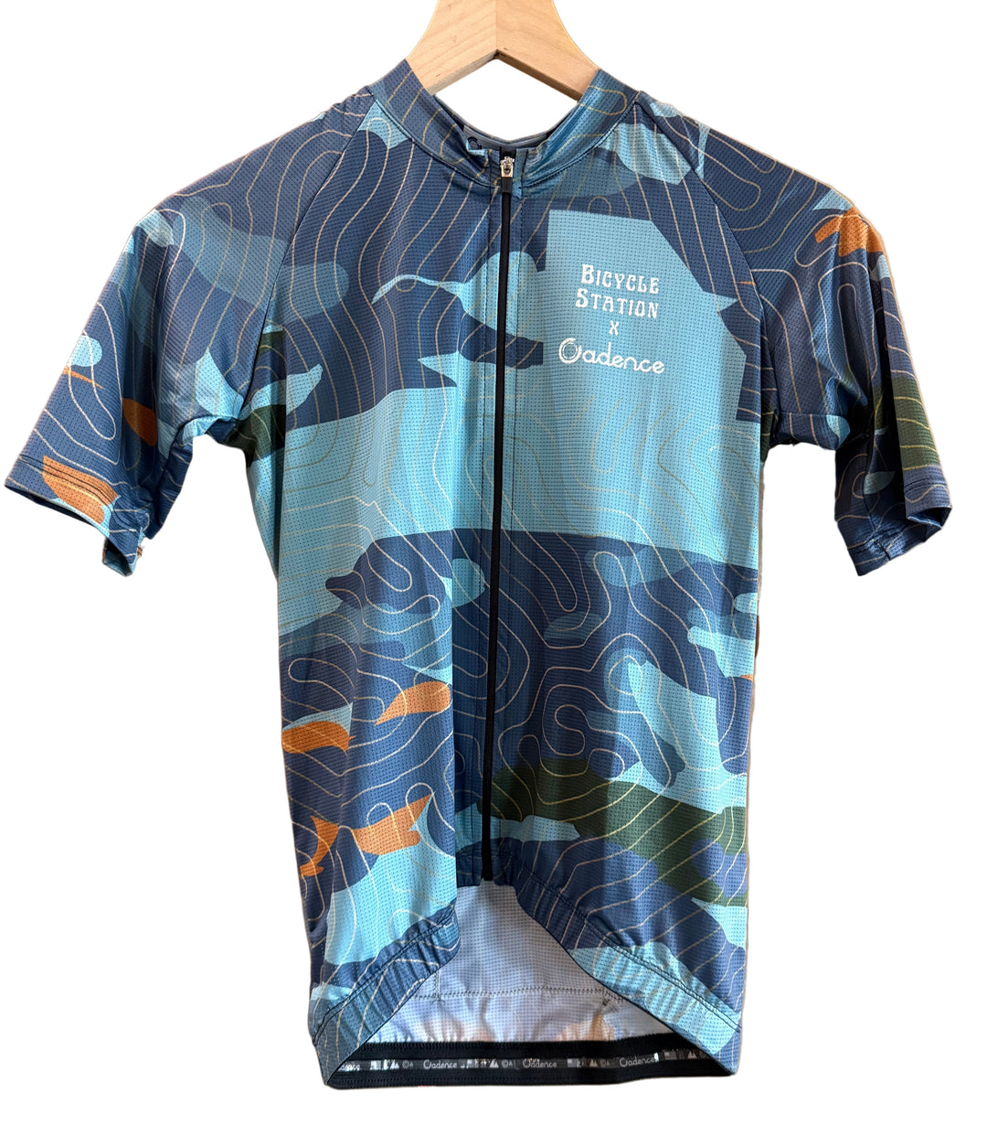 Cadence x Bicycle Station Women's Jersey Blue Topo S Cadence Collection The Bicycle Station