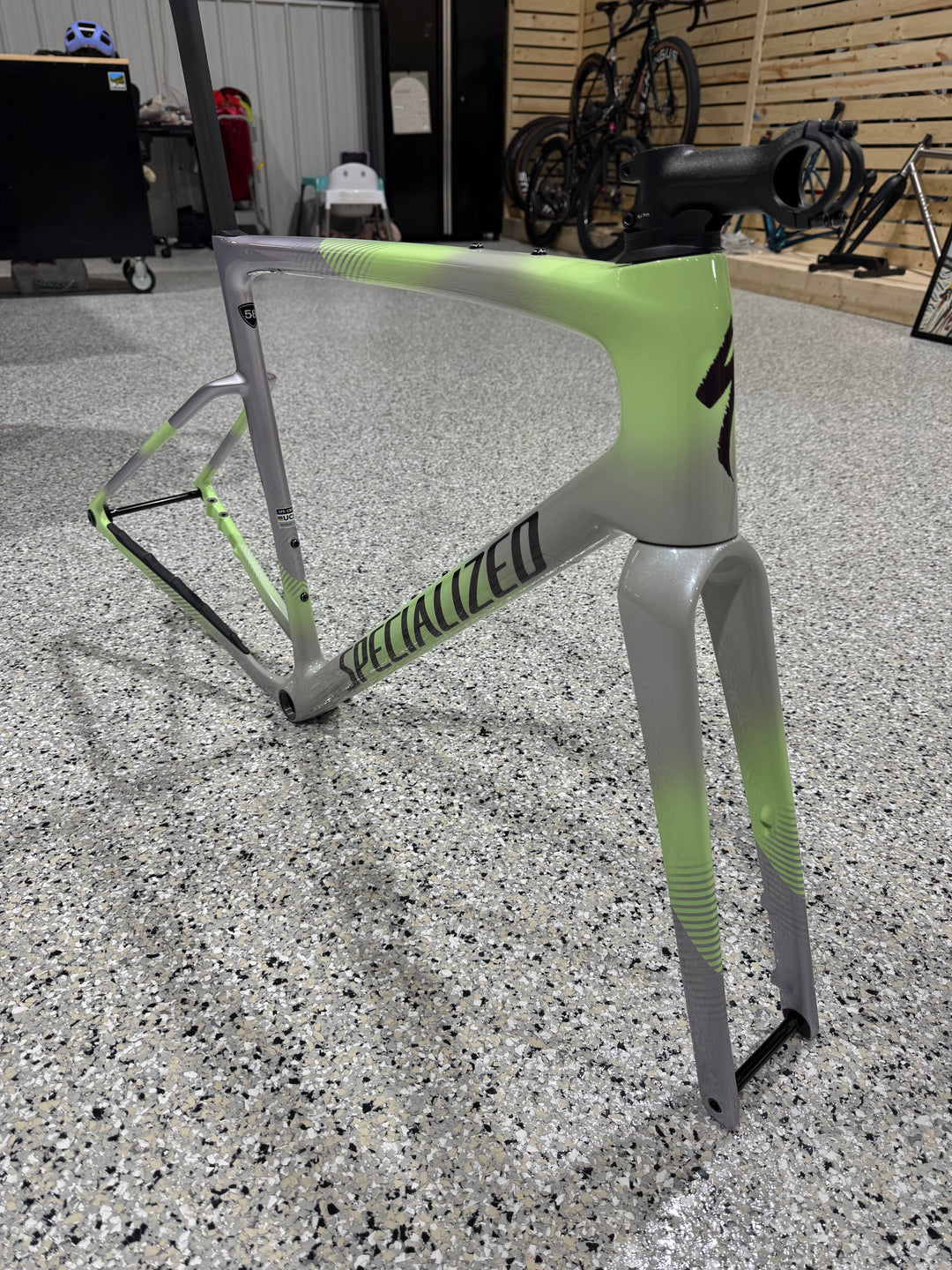 USED Specialized Crux 10R Frame Dolomite Metallic/Powder Lime/Nebula Metallic 58cm