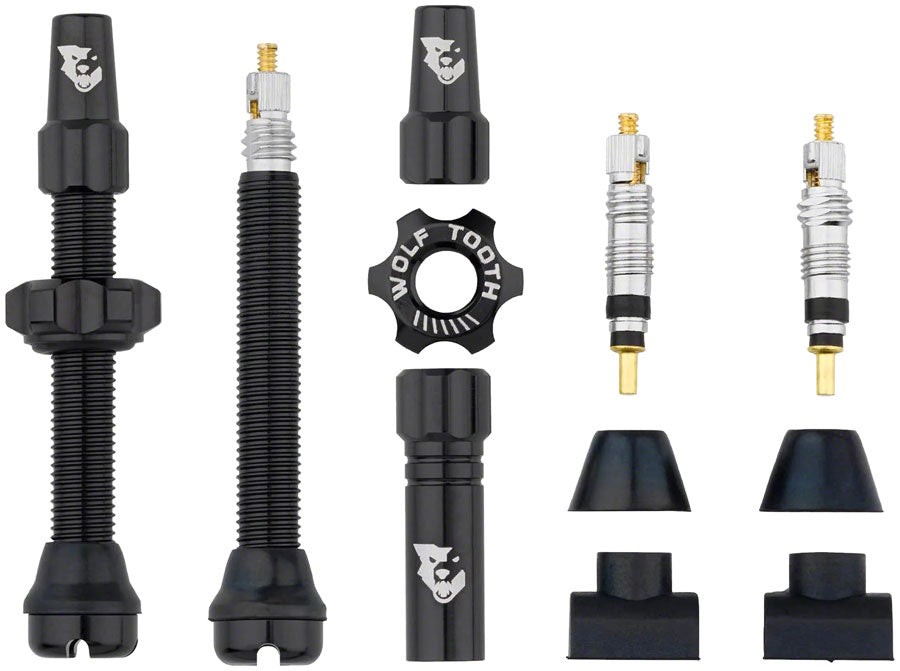 Wolf Tooth Tubeless Valve Stem Kit - 44 mm, Black Wolf Tooth Components The Bicycle Station