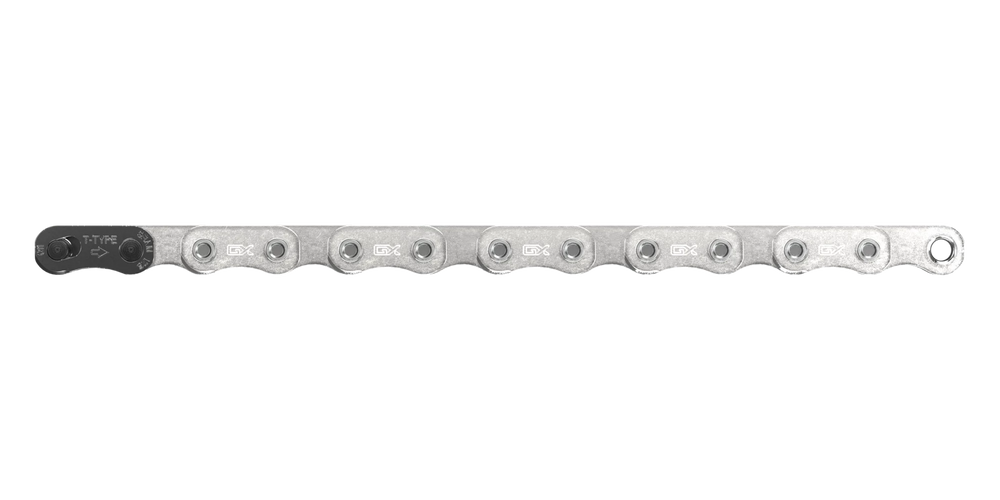 SRAM GX Eagle T-Type Flattop Chain - 12-Speed, 126 Links, Hollow Pin, Includes PowerLock Connector, Silver SRAM The Bicycle Station