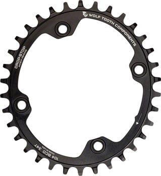 Wolf Tooth Elliptical 104 BCD Chainring - 34t, 104 BCD, 4-Bolt, Drop-Stop A, Black