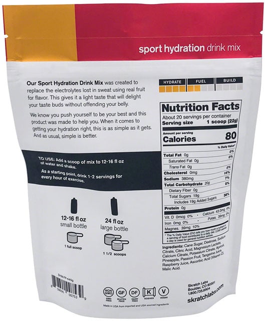 Skratch Labs Hydration Sport Drink Mix - Fruit Punch, 20-Serving Resealable Pouch