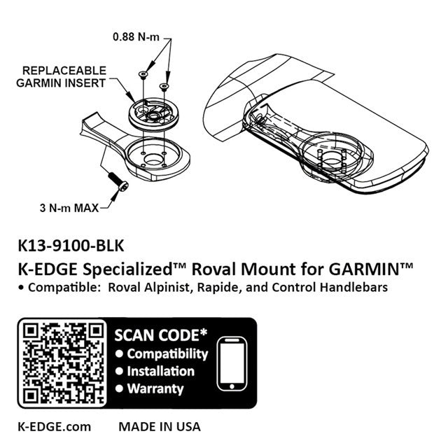 K-EDGE Garmin Specialized Roval Computer Mount - Black Anodize