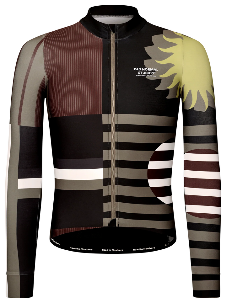 Pas Normal Studios Men's Mechanism Long Sleeve Jersey AOP International Dark Olive - front