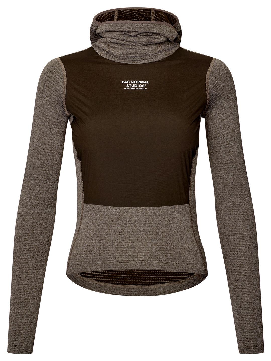 Pas Normal Studios Women's Thermal Hooded Windproof Baselayer Dark Coffee - front