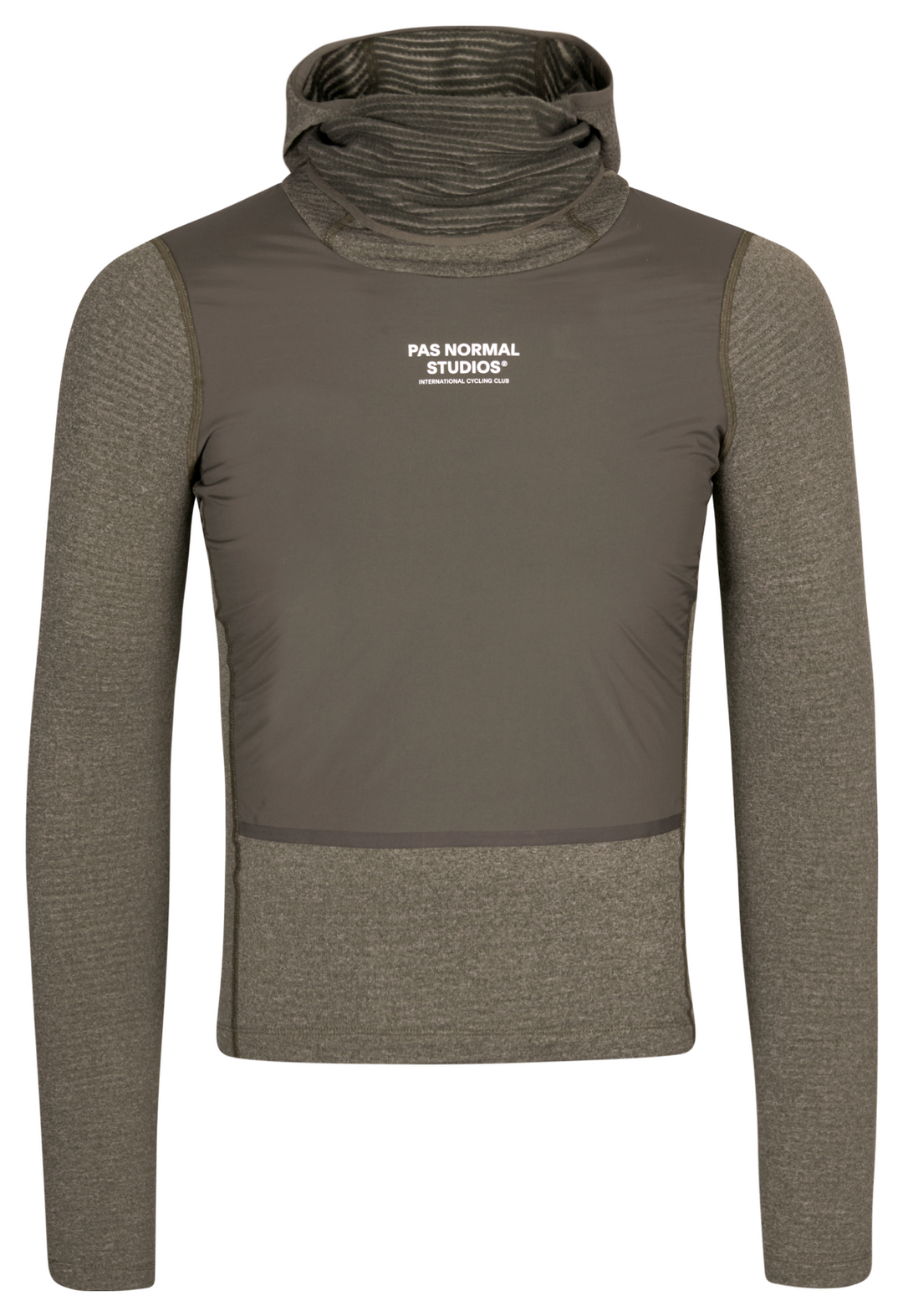Pas Normal Studios Men's Thermal Hooded Windproof Baselayer Dark Stone front