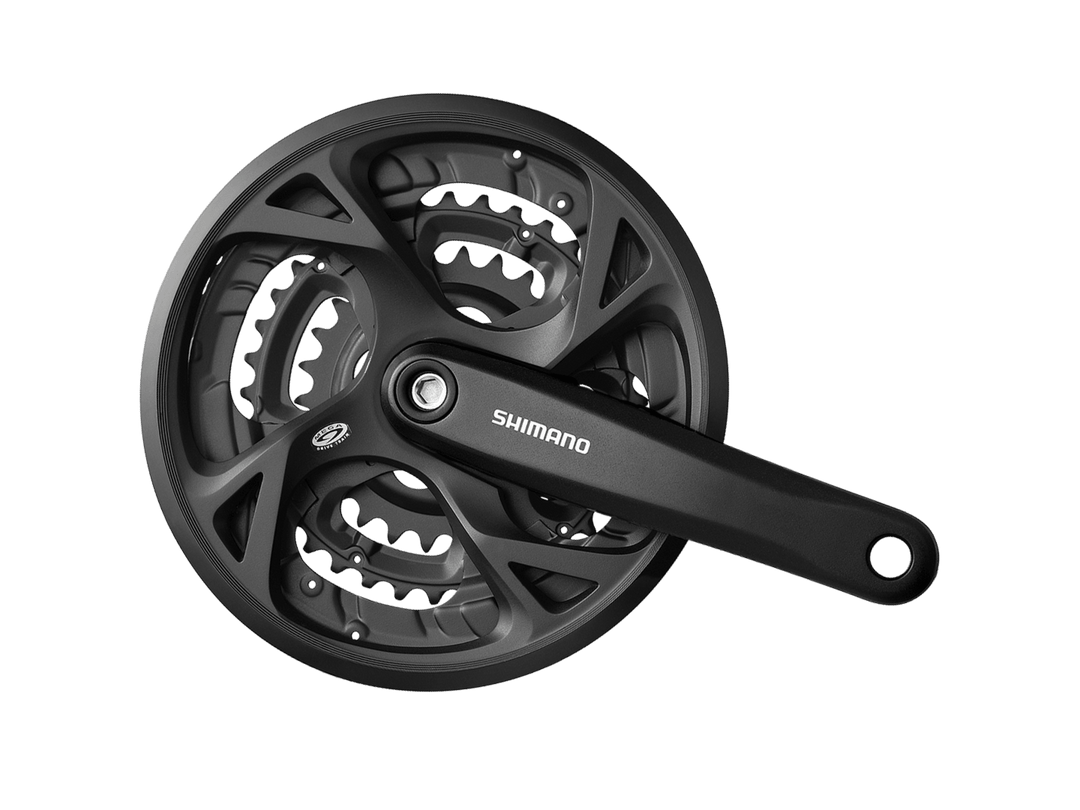 Shimano Altus FC-M371 Crankset - 170mm, 9-Speed, 48/36/26t, Riveted, Square Taper JIS Spindle Interface, Black