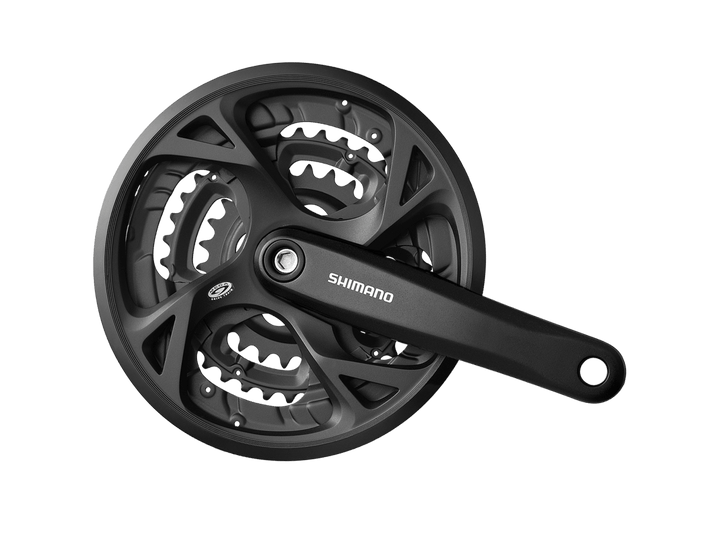 Shimano Altus FC-M371 Crankset - 170mm, 9-Speed, 48/36/26t, Riveted, Square Taper JIS Spindle Interface, Black