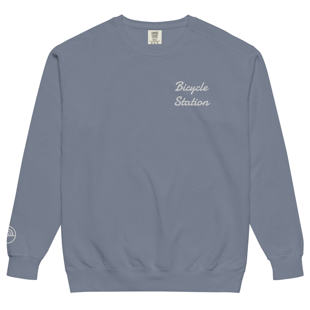 Bicycle Station Embroidered Crewneck Sweatshirt The Bicycle Station The Bicycle Station