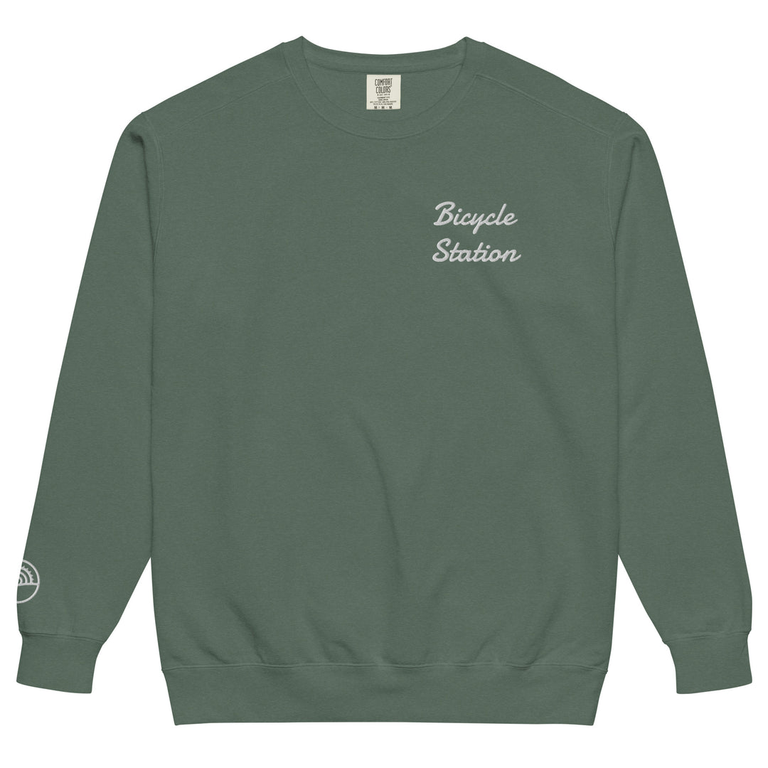 Bicycle Station Embroidered Crewneck Sweatshirt The Bicycle Station The Bicycle Station