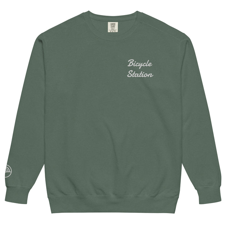 Bicycle Station Embroidered Crewneck Sweatshirt The Bicycle Station The Bicycle Station