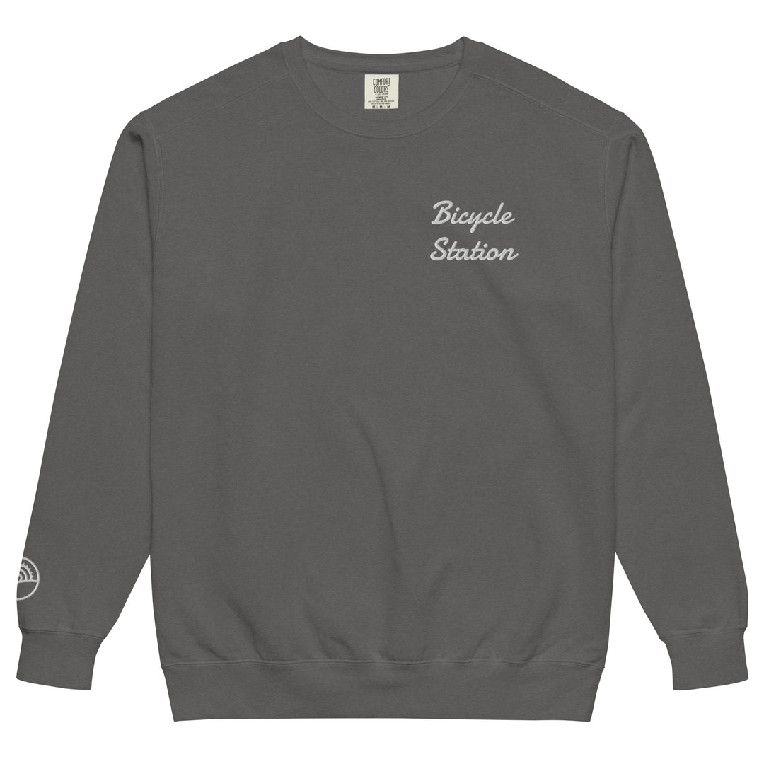 Bicycle Station Embroidered Crewneck Sweatshirt The Bicycle Station The Bicycle Station