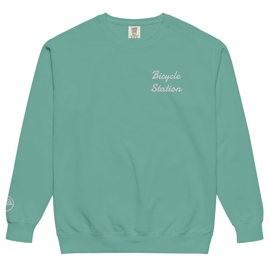 Bicycle Station Embroidered Crewneck Sweatshirt The Bicycle Station The Bicycle Station