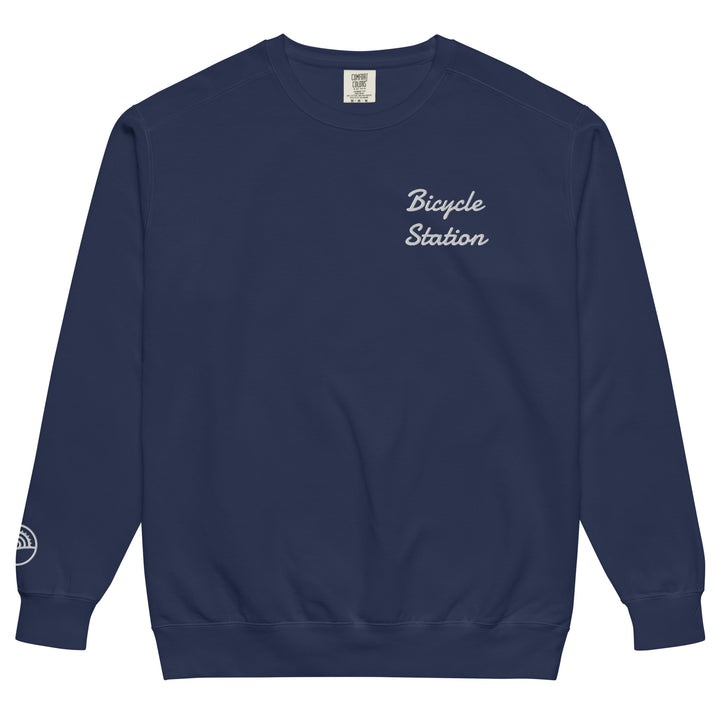 Bicycle Station Embroidered Crewneck Sweatshirt The Bicycle Station The Bicycle Station