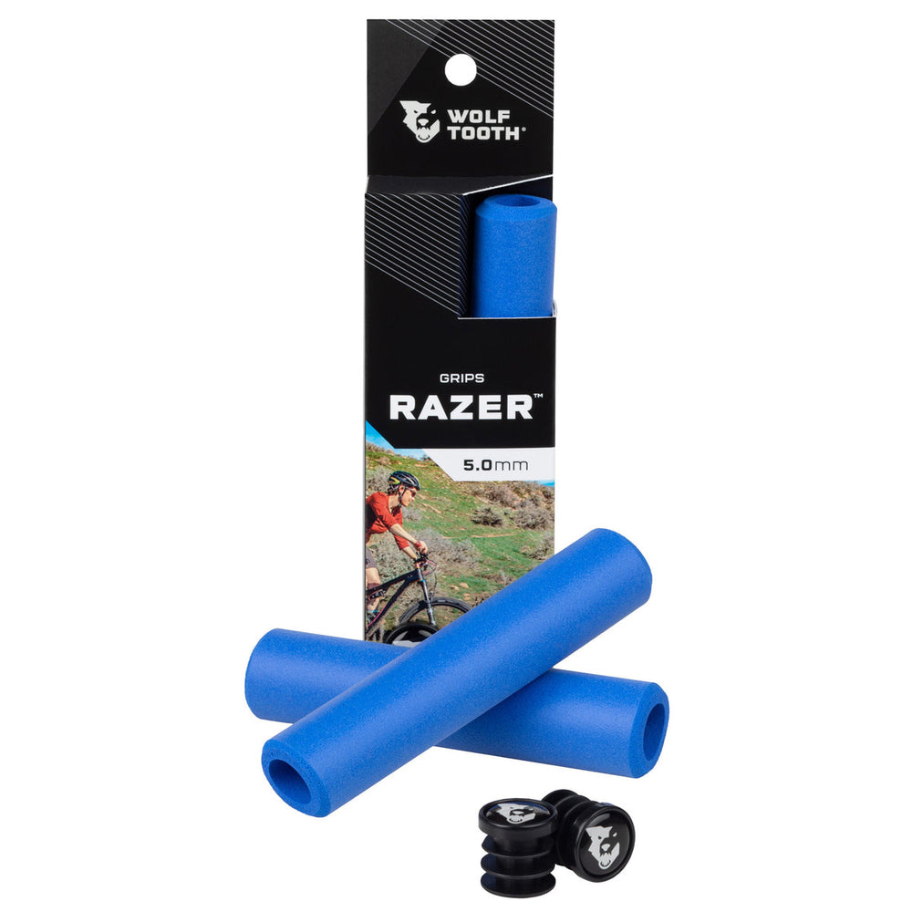 Wolf Tooth Razer Grips Blue Wolf Tooth Components The Bicycle Station